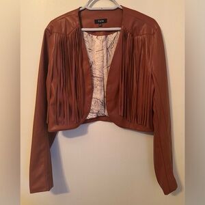 Fate Brown Faux Leather Fringe Jacket